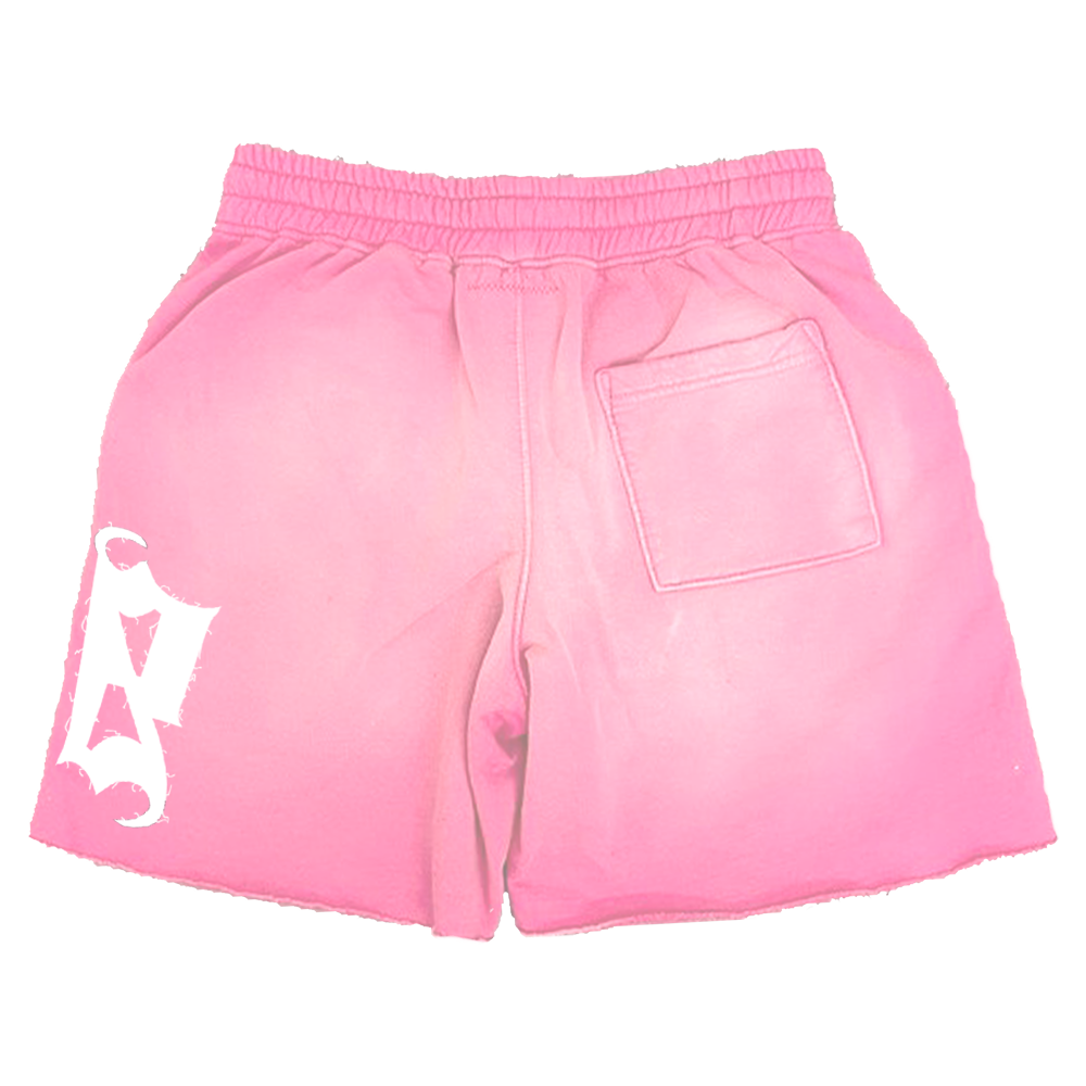 Distressed Serenity Find Peace Shorts - Pink